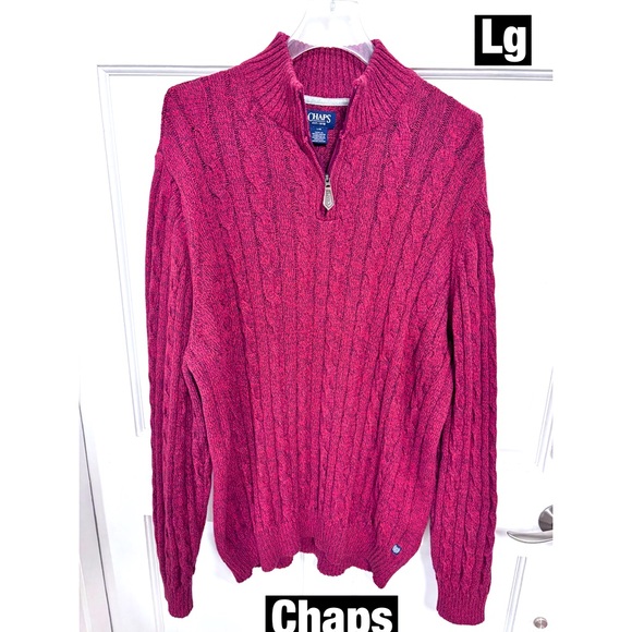 Chaps Ralph Lauren Vintage Maroon Black Tweed Zip up Turtle Neck LG - Picture 1 of 8